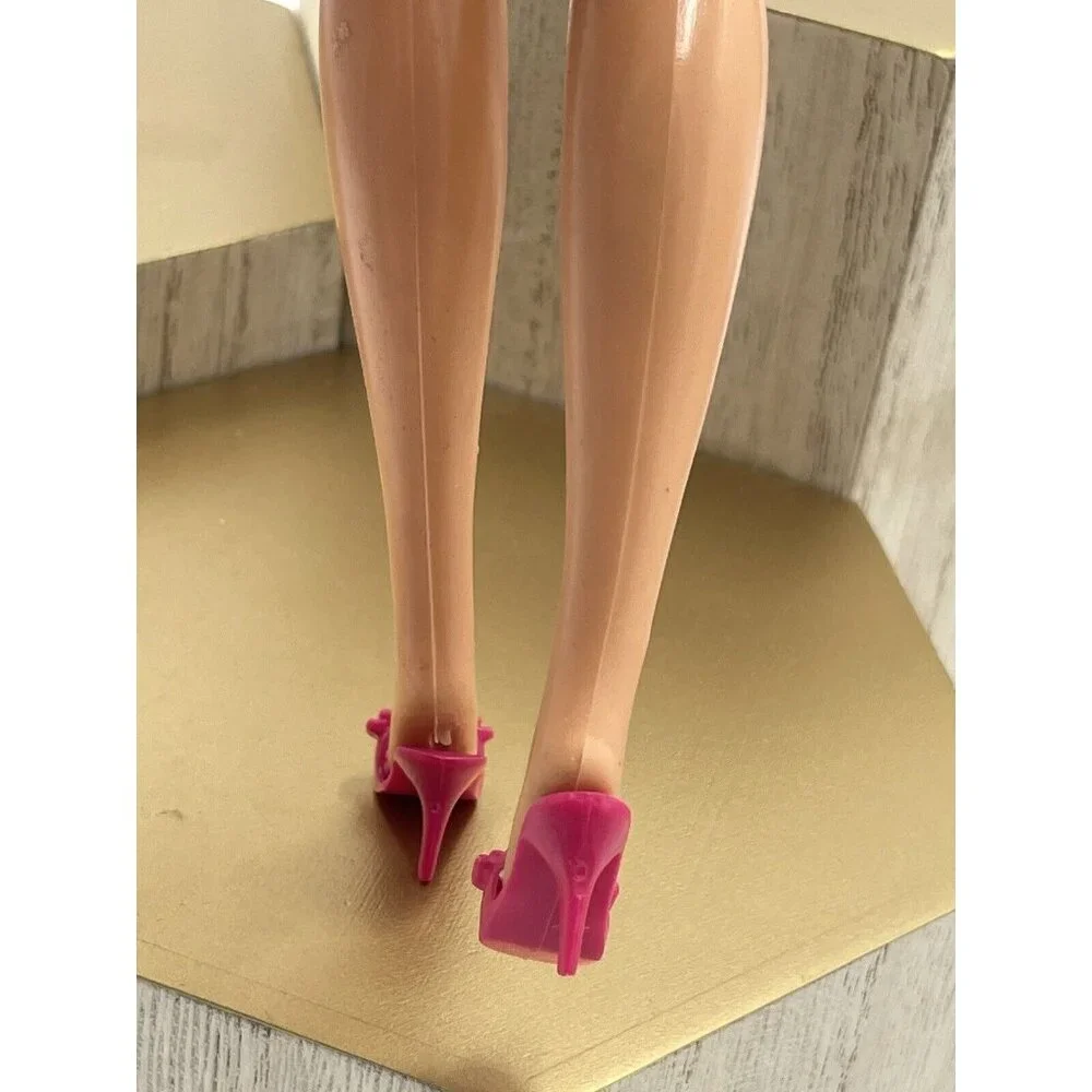 Barbie Doll Shoes Pink High Heel Sandals With Bows - Picture 3 of 5